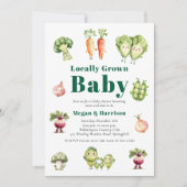 Cute Vegetable Baby Shower Invitation with QR rsvp Kaart (Voorkant)