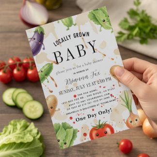 Cute Vegetable Locally Grown farm Baby Shower Kaart