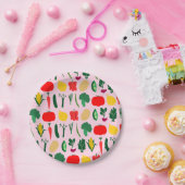 Cute Vegetables Paper Plates Papieren Bordje (Feest)