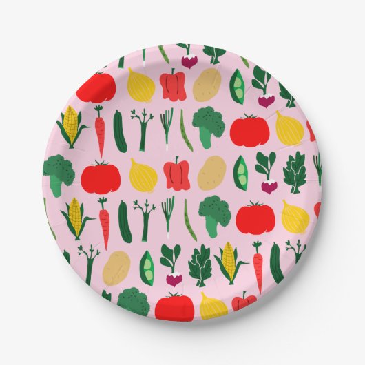 Cute Vegetables Paper Plates Papieren Bordje (Voorkant)