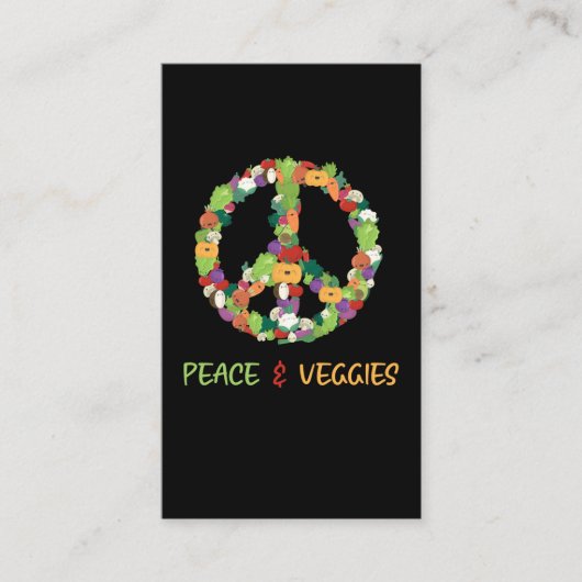 Cute Vegetables Plant Peace Sign Vegan Fun Visitekaartje (Voorkant)
