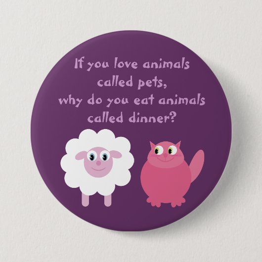 Cute Vegetarian / Animal Rights  Ronde Button 7,6 Cm (Voorkant)