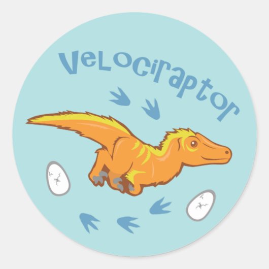 Cute Velociraptor Ronde Sticker (Voorkant)