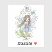 Cute vergeet-me-Not Fairy Illustration Sticker (Vel)