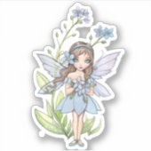 Cute vergeet-me-Not Fairy Illustration Sticker (Voorkant)