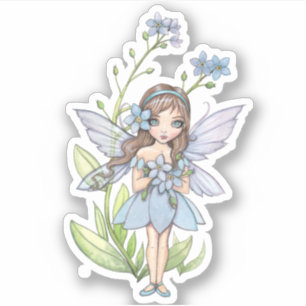 Cute vergeet-me-Not Fairy Illustration Sticker