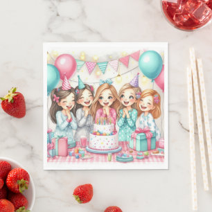 Cute Verjaardag Pyjama Feest Papieren Servet