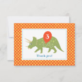 Cute Verjaardagsdinosaurus Triceratops Op Maat Roo Bedankkaart (Voorkant)