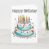 Cute Verjaardagsfeest Taart Kaart (Voorkant)