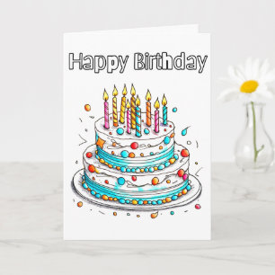 Cute Verjaardagsfeest Taart Kaart