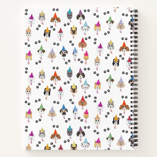 Cute Verjaardagsfeestje Honden Patroon Notitieboek (Achterkant)