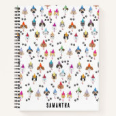 Cute Verjaardagsfeestje Honden Patroon Notitieboek (Voorkant)