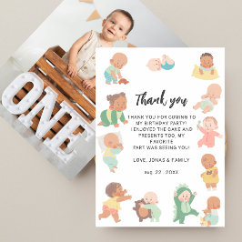 Cute Verjaardagsfeestje voor Dagverblijf Vriendjes Bedankkaart