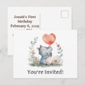 Cute verjaardagskaart uitnodiging (Voorkant / Achterkant)