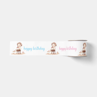 Cute Verjaardagslint – Cartoon Verjaardagsdecorati Grosgrain Lint