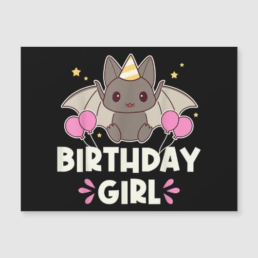 Cute Verjaardagsmeisje Vleermuis Grafisch (Voorkant)