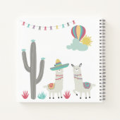 Cute Versierde Llama's Cactus Heet Lucht Ballon Notitieboek (Achterkant)