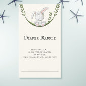 Cute Vertical White Bunny Rabbit Diaper Raffle Informatiekaartje