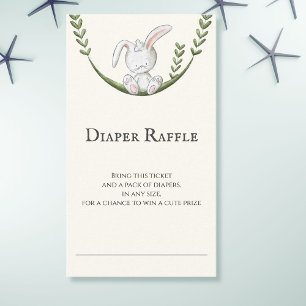 Cute Vertical White Bunny Rabbit Diaper Raffle Informatiekaartje
