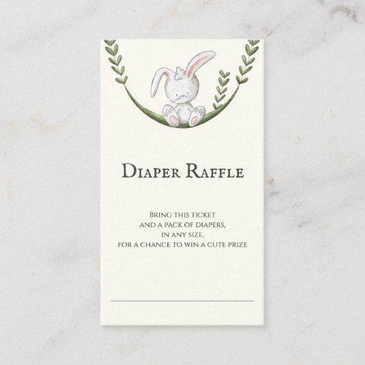 Cute Vertical White Bunny Rabbit Diaper Raffle Informatiekaartje (Voorkant)