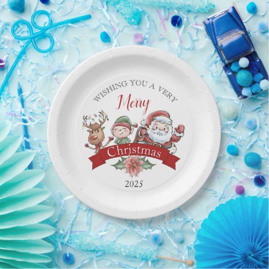 Cute Very Merry Christmas Personalized Papieren Bordje (Feest)