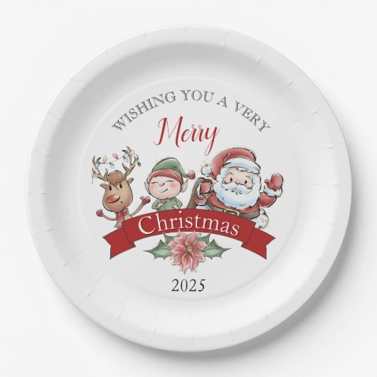 Cute Very Merry Christmas Personalized Papieren Bordje (Voorkant)