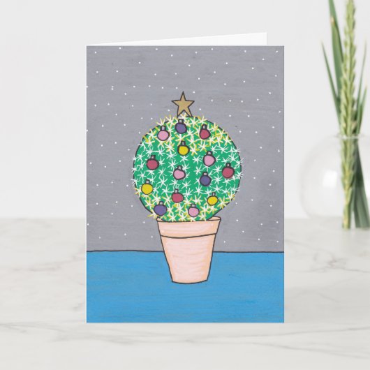 Cute, vet, ronde kerstcactus, gepersonaliseerd kaart (Voorkant)