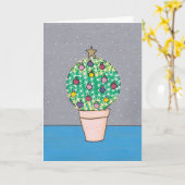 Cute, vet, ronde kerstcactus, gepersonaliseerd kaart (Gele Bloem)