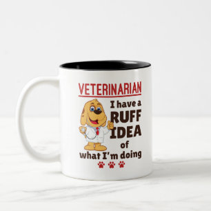 Cute Veterinarian Animal Doctor Dogtor Ruff Idea Tweekleurige Koffiemok