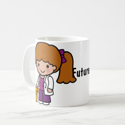 Cute Veterinarian Girl met puppy Koffiemok (Voorkant links)