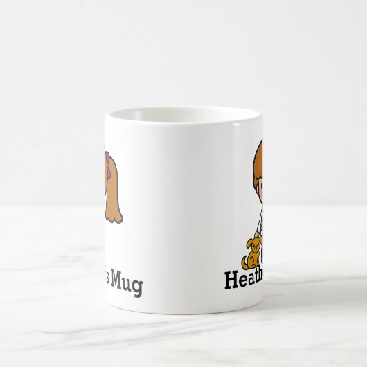 Cute Veterinarian Girl met puppy Koffiemok (Center)