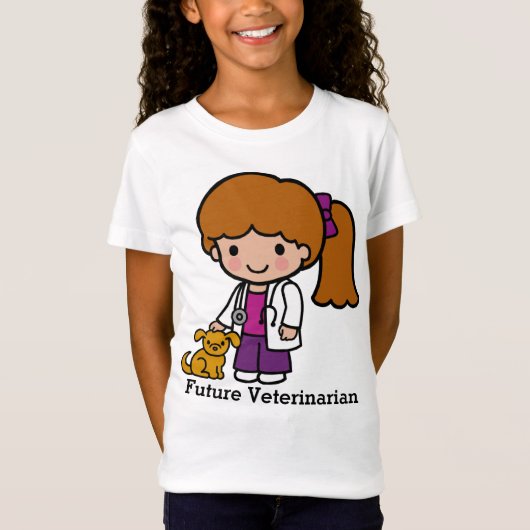 Cute Veterinarian Girl met puppy T-shirt (Voorkant)