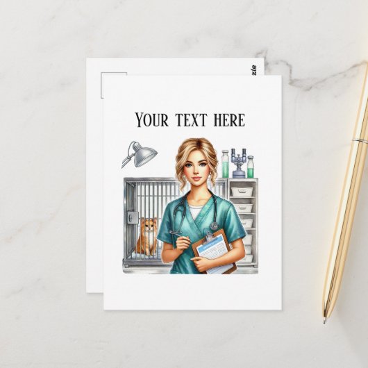 Cute Veterinarian Office customizable Briefkaart (Voorkant / Achterkant in situ)
