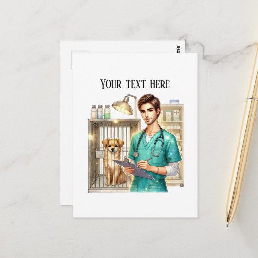 Cute Veterinarian Office customizable Briefkaart (Voorkant / Achterkant in situ)