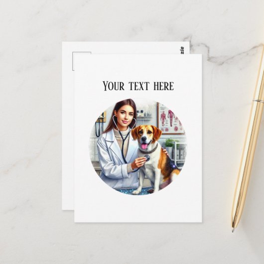 Cute Veterinarian Office customizable Postcard Briefkaart (Voorkant / Achterkant in situ)