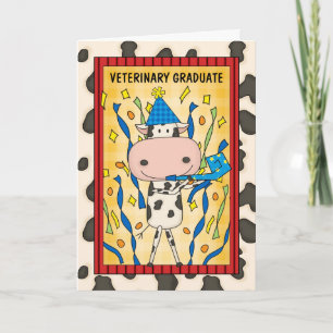 Cute Veterinary Medicine Afstuderen Cartoon Koe Kaart