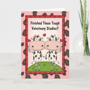 Cute Veterinary Medicine Afstuderen Koe Cartoon Kaart