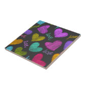 Cute Vibrant Gekrabbelde Harten met Liefde Lettert Tegeltje (Zijkant)