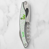 Cute Vibrant Green Smiling Snake Polka Dots Kurkentrekker (Achterkant)