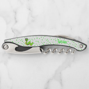 Cute Vibrant Green Smiling Snake Polka Dots Kurkentrekker