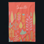Cute Vibrant Tropical Flowers, gepersonaliseerd Theedoek<br><div class="desc">Cute Vibrant Tropical Flowers Personalized Kitchen Towel</div>