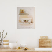 Cute Victoriaans  Bathtub Cherub Gold Poster (Keuken)