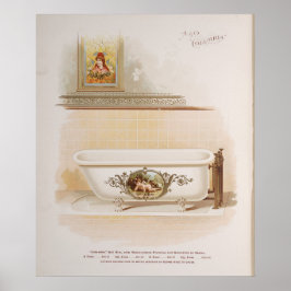Cute Victoriaans Bathtub Cherub Gold Poster
