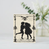 Cute Victoriaans Children Silhouettes Verloving Kaart (Staand voorkant)