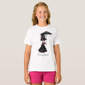 Cute Victoriaans Steampunk Gothic Girl & Parasol T-shirt (Voorkant volledig)