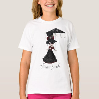 Cute Victoriaans Steampunk Gothic Girl & Parasol T-shirt