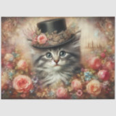 Cute Victorian Cat in Top Hat Decoupage  Tissuepapier (Voorkant)