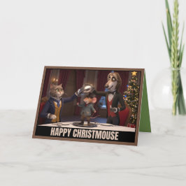 Cute Victorian cats and dog Christmas Kaart