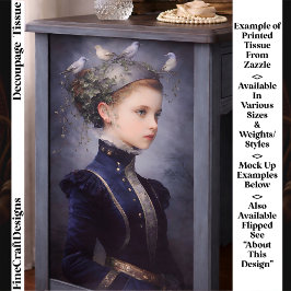  Cute Victorian Girl, Ivy & Birds FF5R Decoupage Tissuepapier