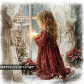 Cute Victorian Little Girl Awaiting Santa Editable Kaart